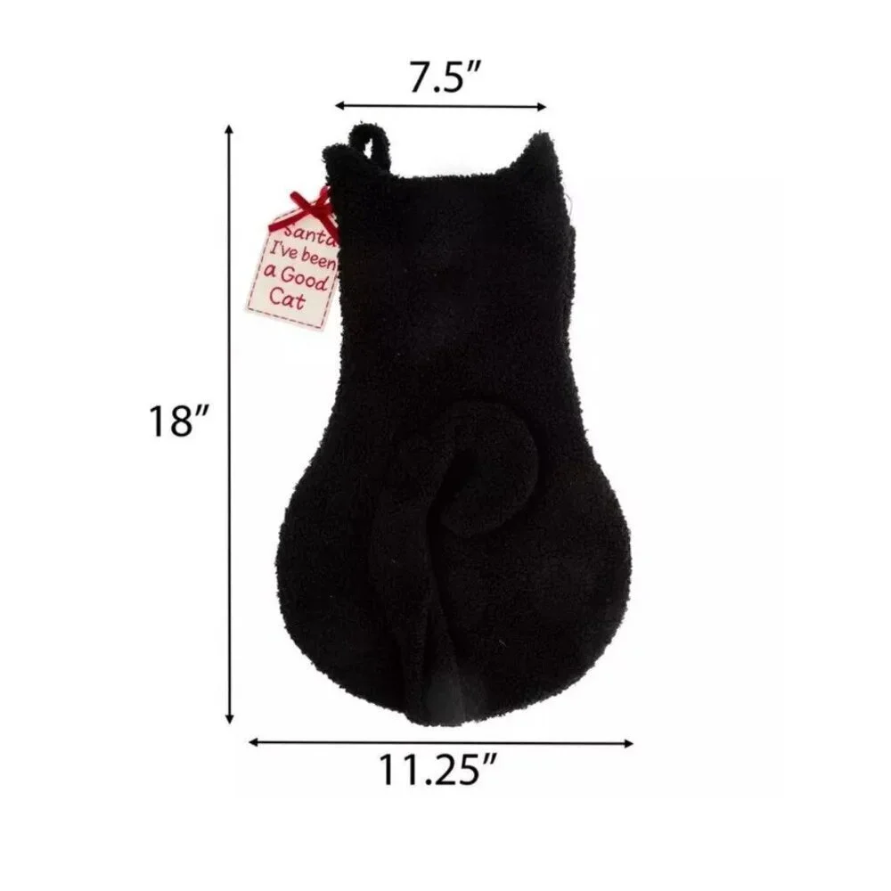 Santa I’ve Been A Good Cat Black Stocking, New With Tags